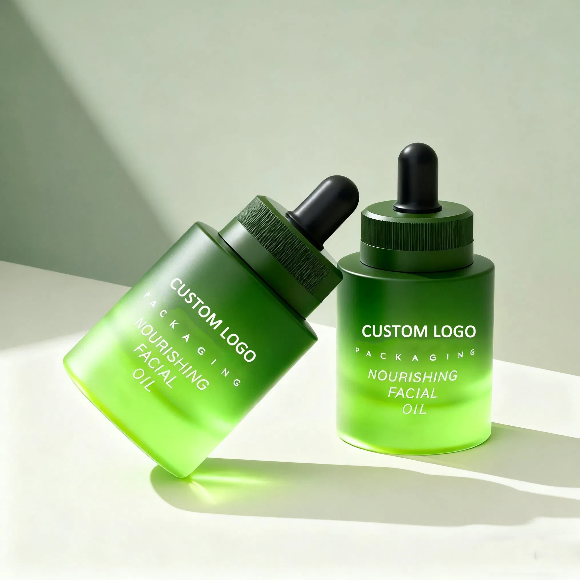 Custom 10ml/30ml/50ml Flat Shoulder Multi-Colored Cosmetic Glass Dropper Bottle