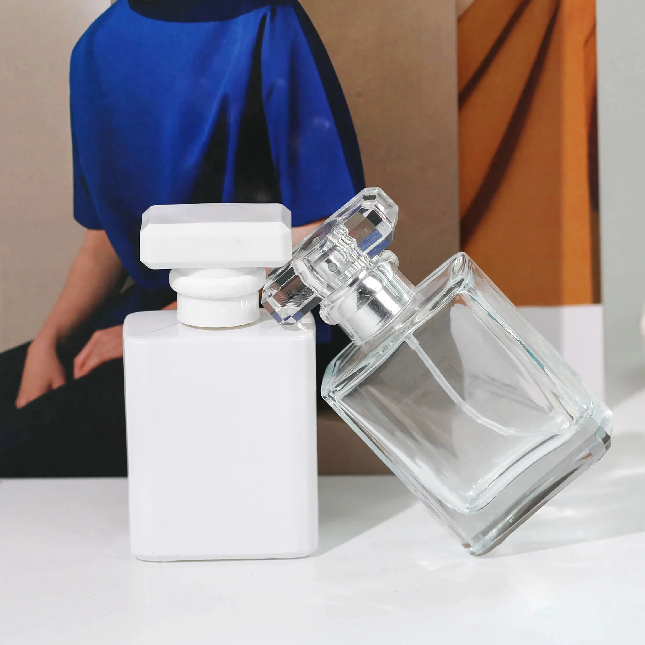 Factory Manufacturing 30ml 50ml 100ml Custom Square Luxury Empty Glass Spray Perfume Bottle with Box