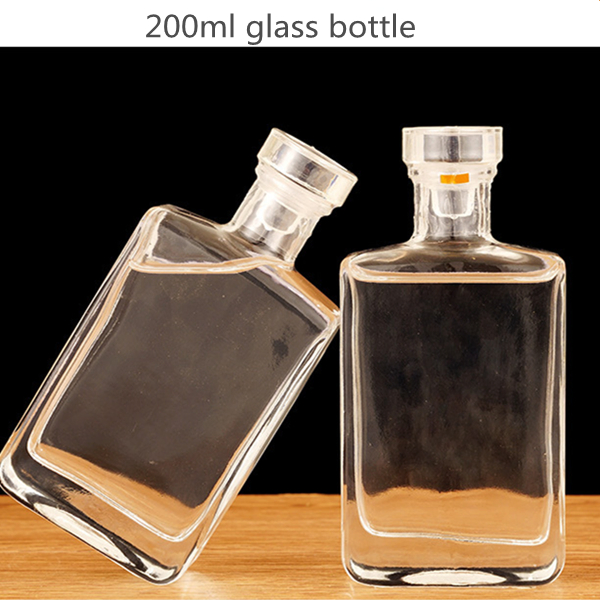 Jingna 200ml Mini Cube Super Flint Clear Empty Small Rectangle Glass Spirit Whisky Gin Liquor Wine Vodka Brandy Bottle with Cork Top