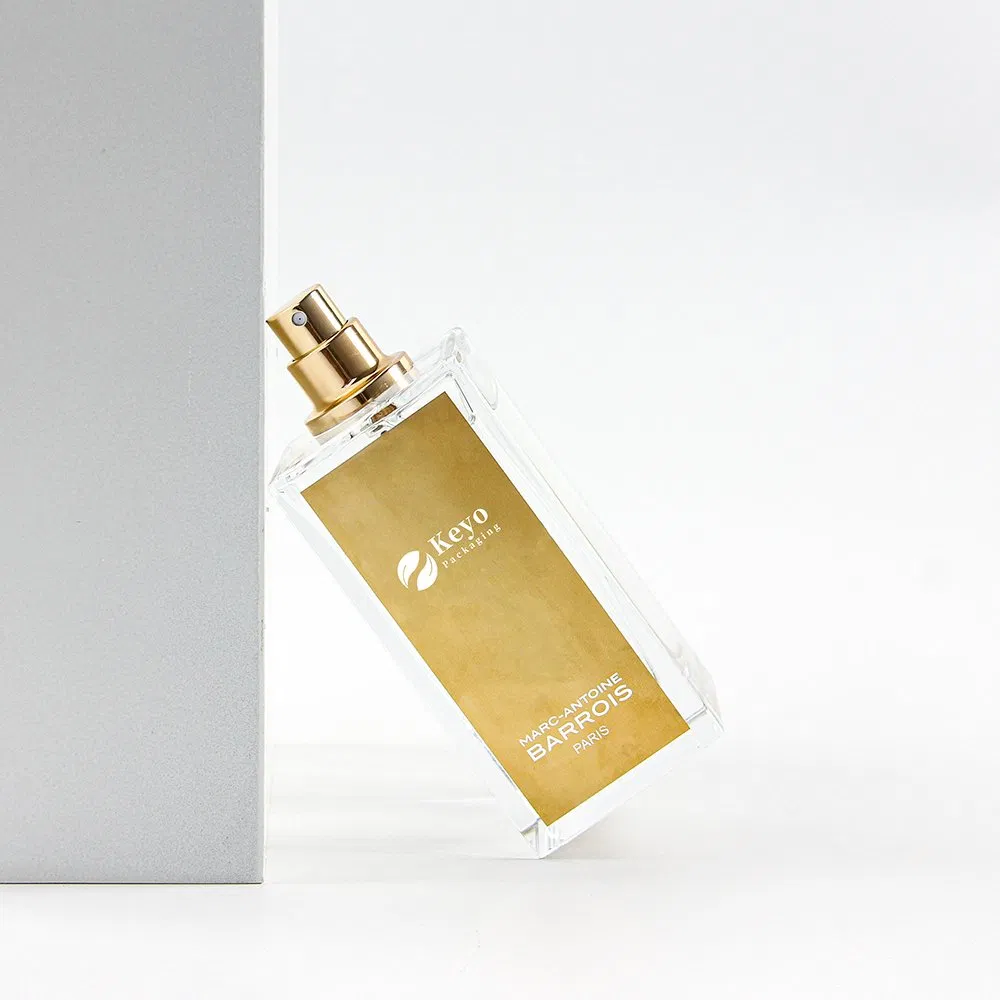 Wholesale Empty 100ml Luxury Flat Square Fragrance Spray Parfum Bottle Black Refillable Perfume Parfume Glass Spraye Bottle with Magnet Cap Gold Label