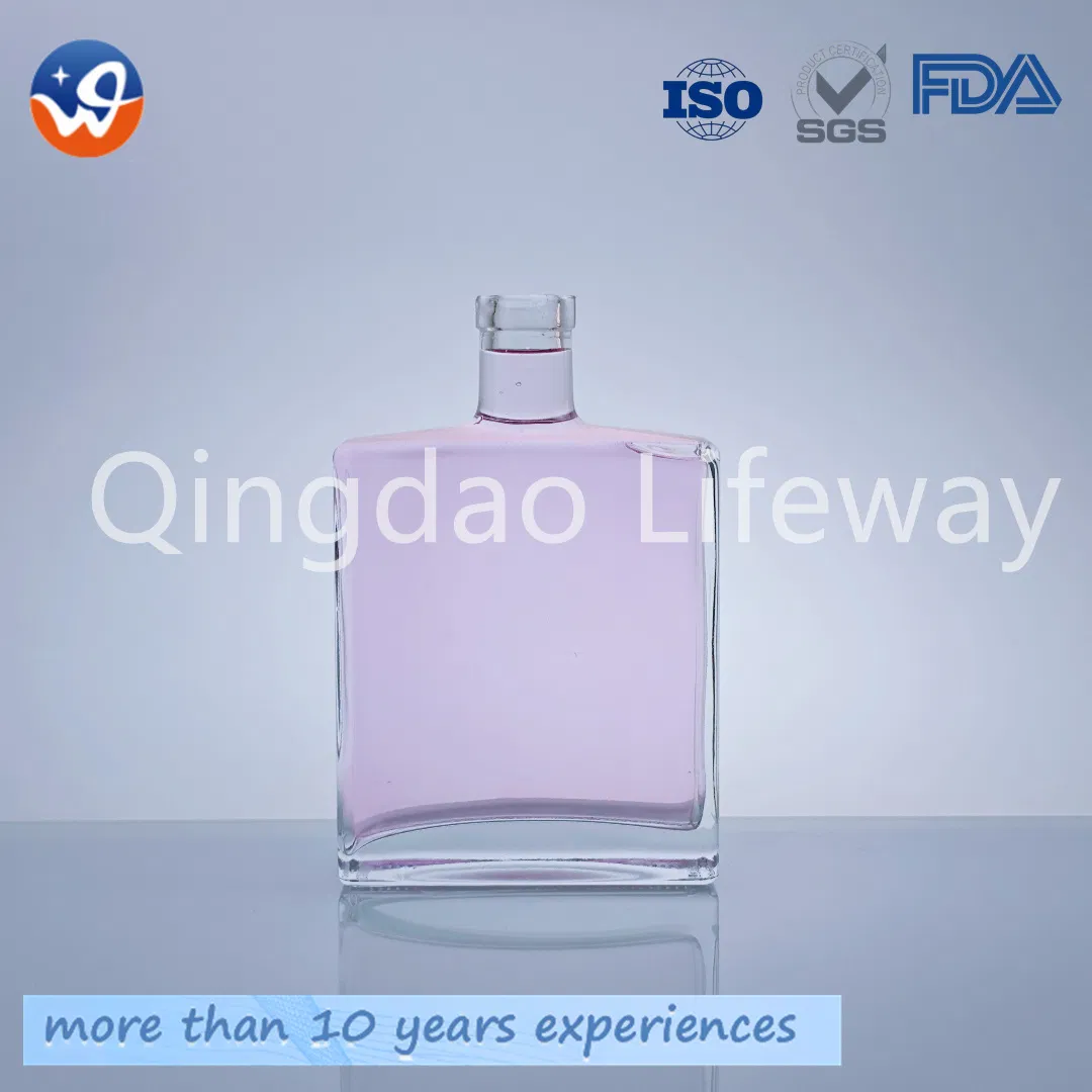 Latest Design 375ml 500ml 750ml 700ml Flask Glass Liquor Bottle Transparent Short Neck Wide Finished Gin Glass Mezcal Bottle with Cork