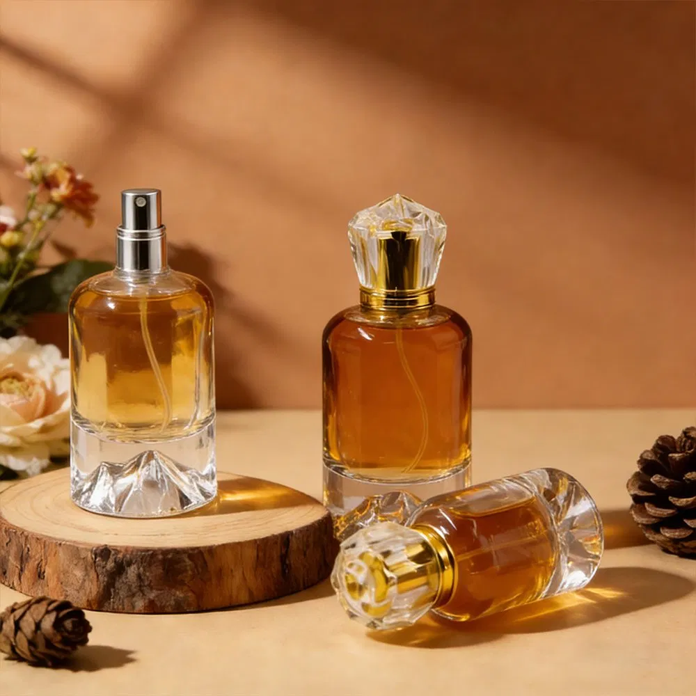 Eco Friendly Custom Logo 30 Ml 50ml 100ml Volcano Empty Thick Bottom Square Empty Spray Glass Perfume Bottle with Cap