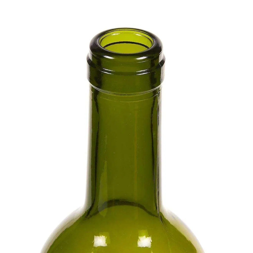 750ml Green Glass Bordeaux Wine Bottle 63mm Flat Bottom Cork Finish