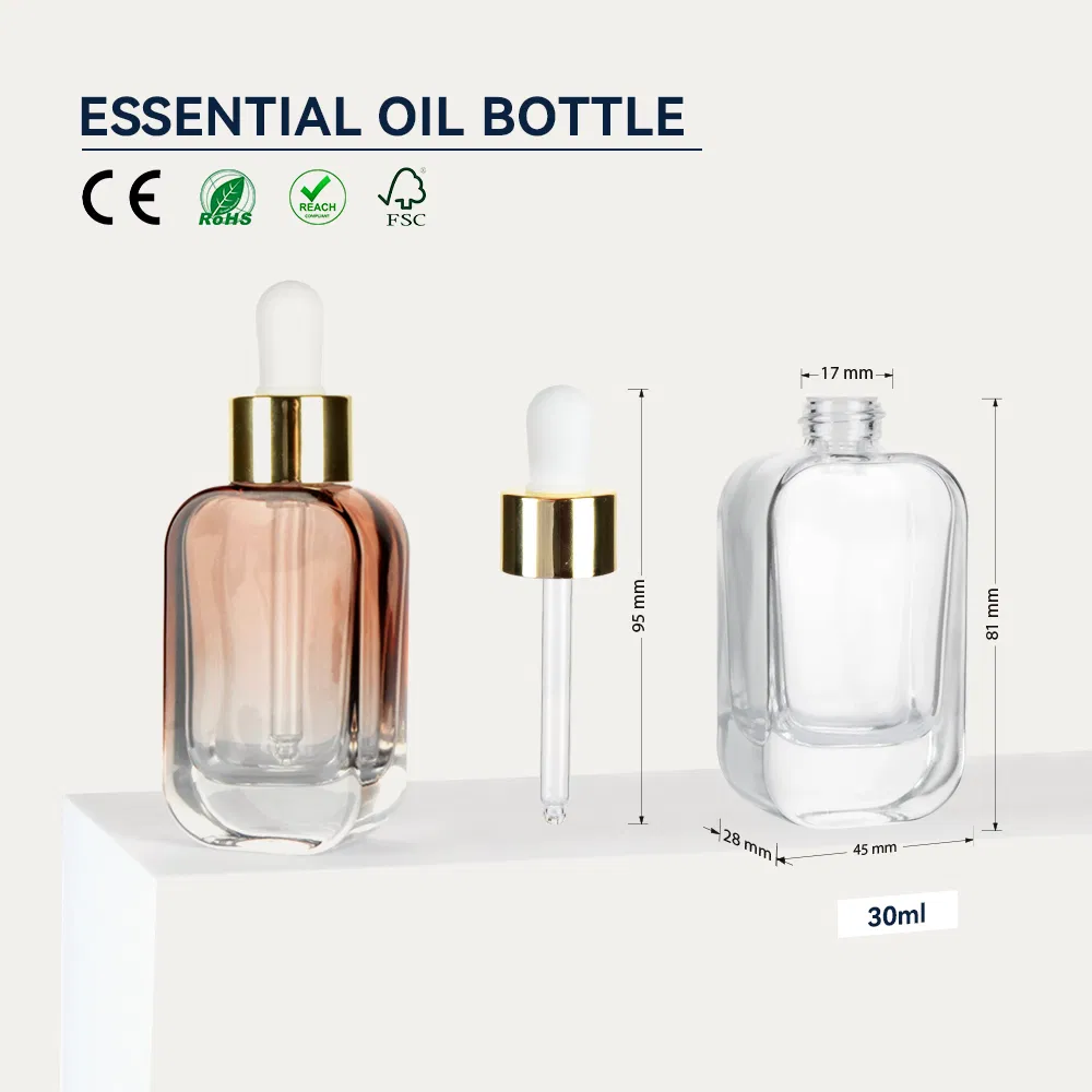 Custom Logo 30ml/50ml Square Glass Dropper Bottle Frost Finish Screw Cap Skin Care Face Serum Bottle