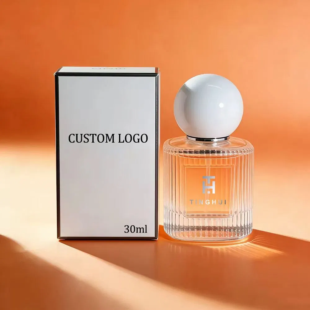 Customizable Label 50ml Vertical Stripe Transparent Glass Perfume Spray Bottle Embossed Bottle with Crimp Spray