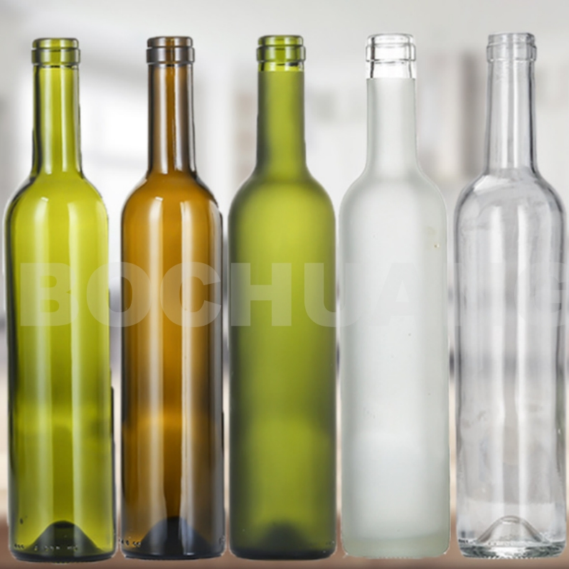 Wholesale 700ml 750ml Antique Green Bordeaux Burgundy Packaging Glass Wine Bottle Cork Finish for Red Wine