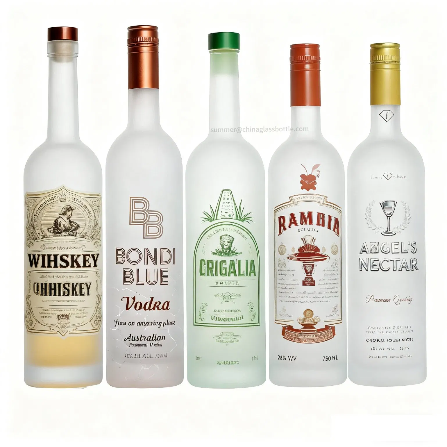 Custom Printed Label 70cl 75cl Tequila Gin Vodka Whisky Glass Liquor Bottle