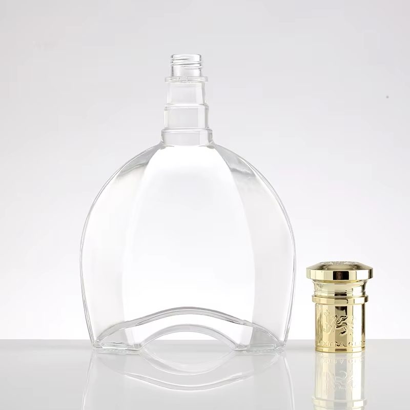 Custom Brandy Bottle Clear Xo Glass Bottle 750ml Liquor Gin Whisky Glass Vodka Spirit Bottle for Liquor