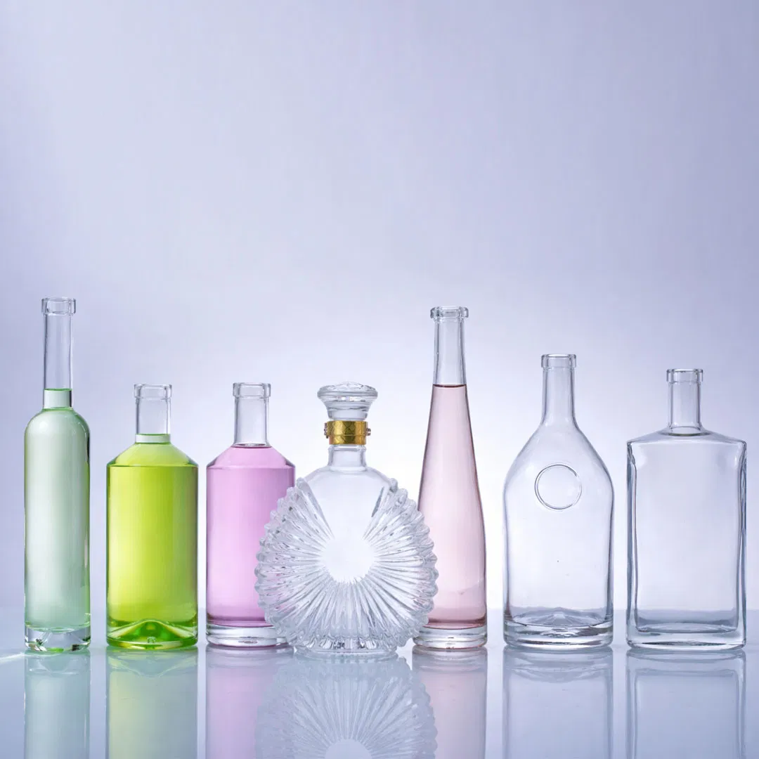 375ml, 500ml, 750ml, 1000ml Frosted Custom Printing Bottle Decanter Private Label Whiskey Tequila Mezcal Gin Glass Packaging Glass Spirits Bottle with Cork Lid