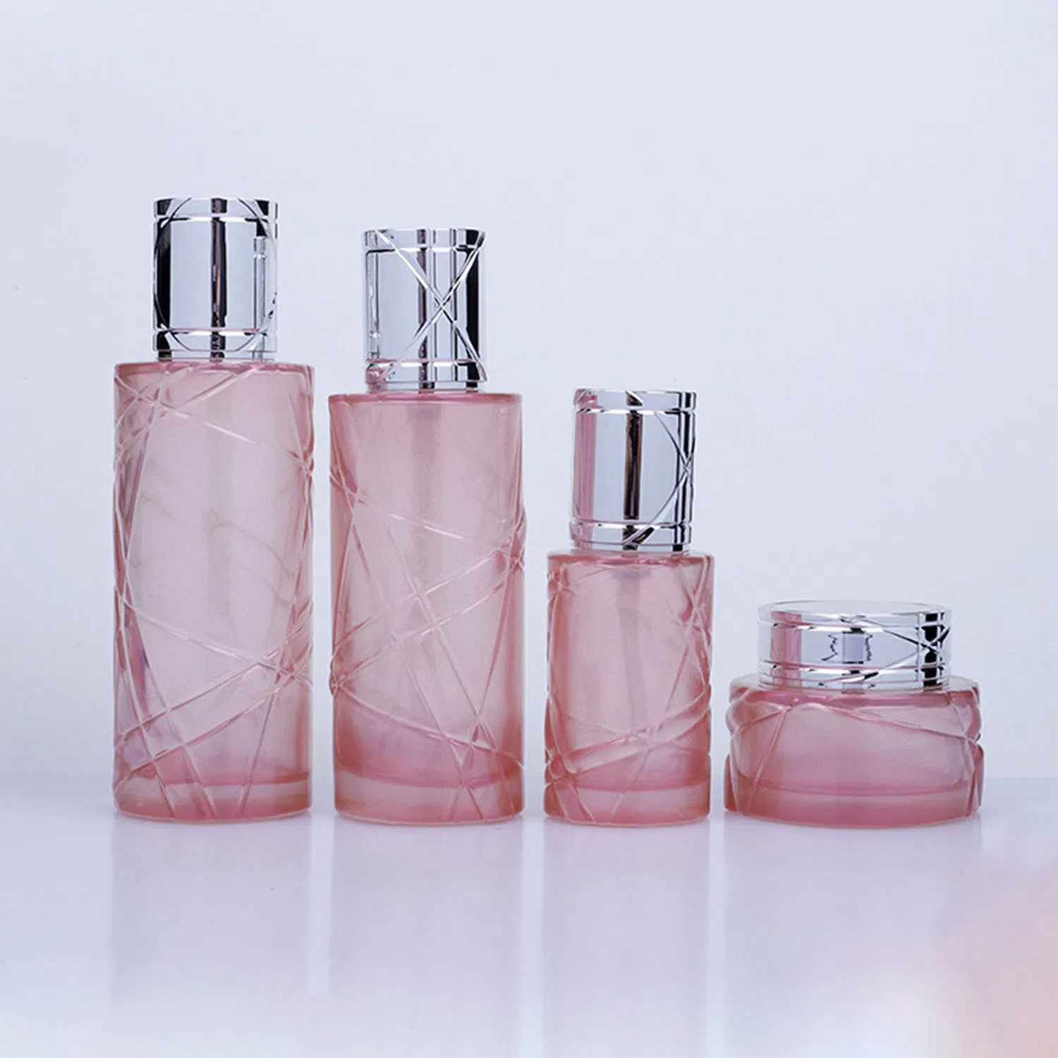 40ml/100ml/120ml/50g High-End Embossed Pattern Skin Care Cosmetics Cream Bottle Lotion Essence Glass Set Bottle