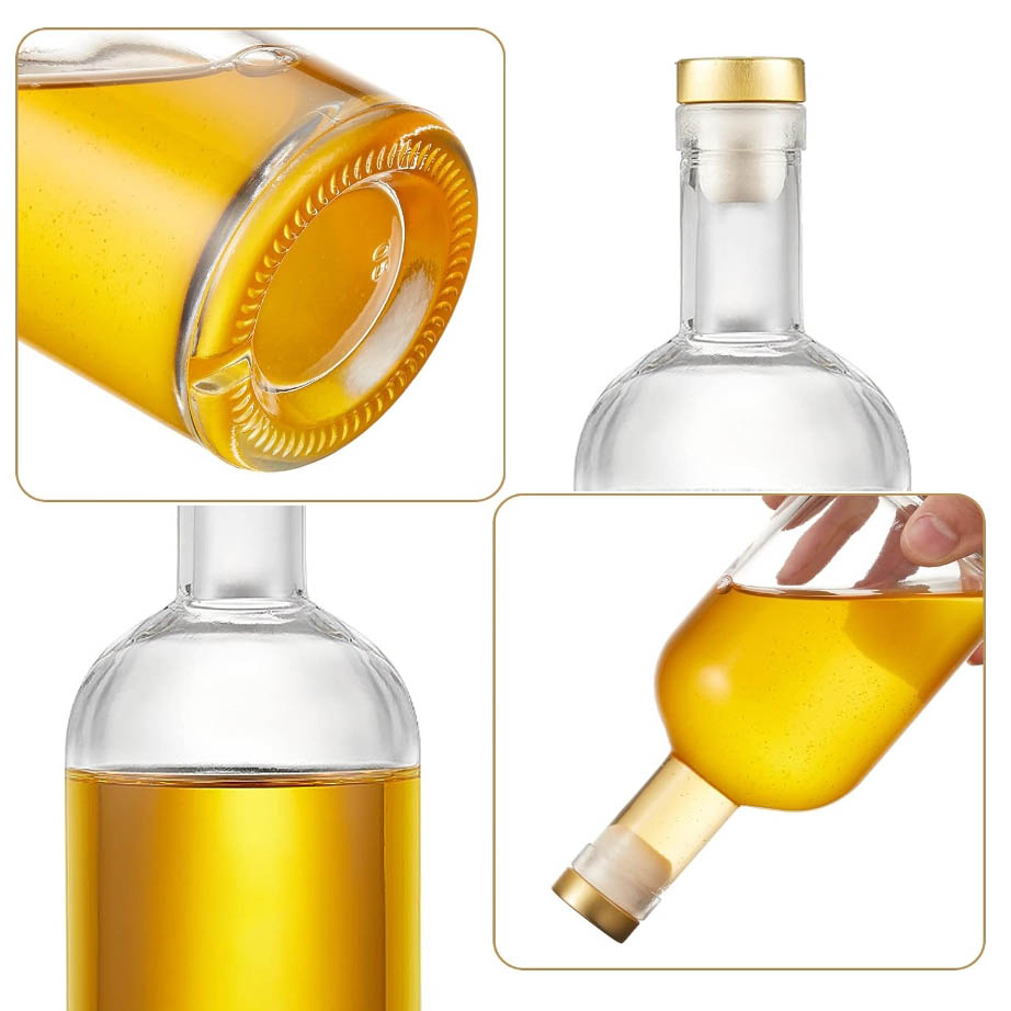 Rsg High Quality 500ml 700ml 750ml Extra Flint Round Whisky Tequila Gin Vodka Spirits Liquor Glass Bottle with Lids