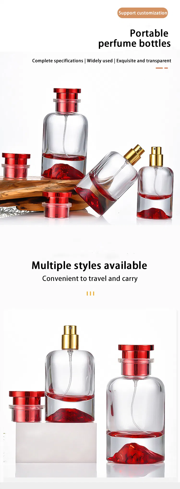 Thick Base Red Color Glass Perfume Bottle 1