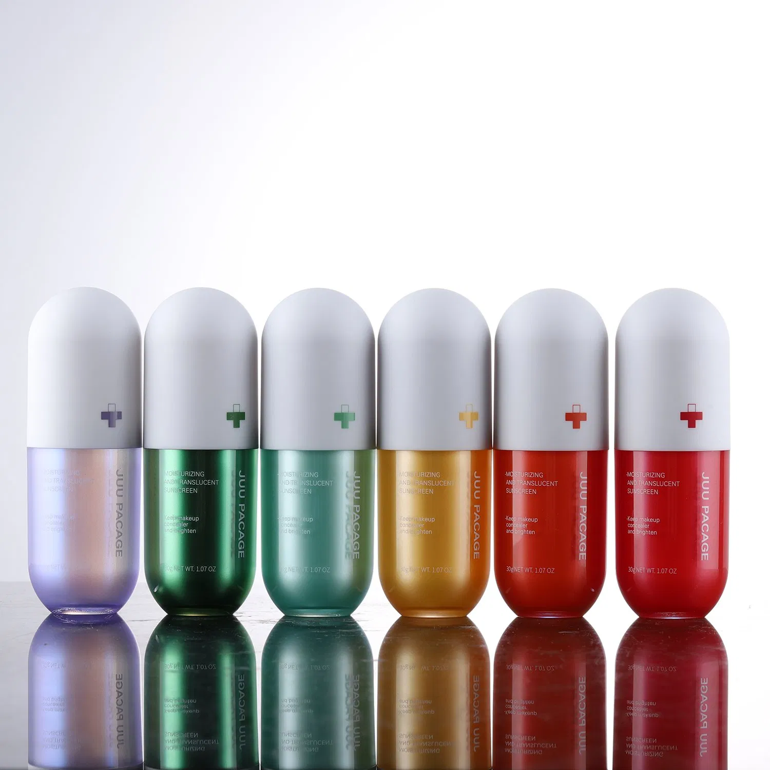 Custom Color Logo Capsule Shape Cosmetic Packaging Skincare Container Foundation Lotion Bottle with Pump