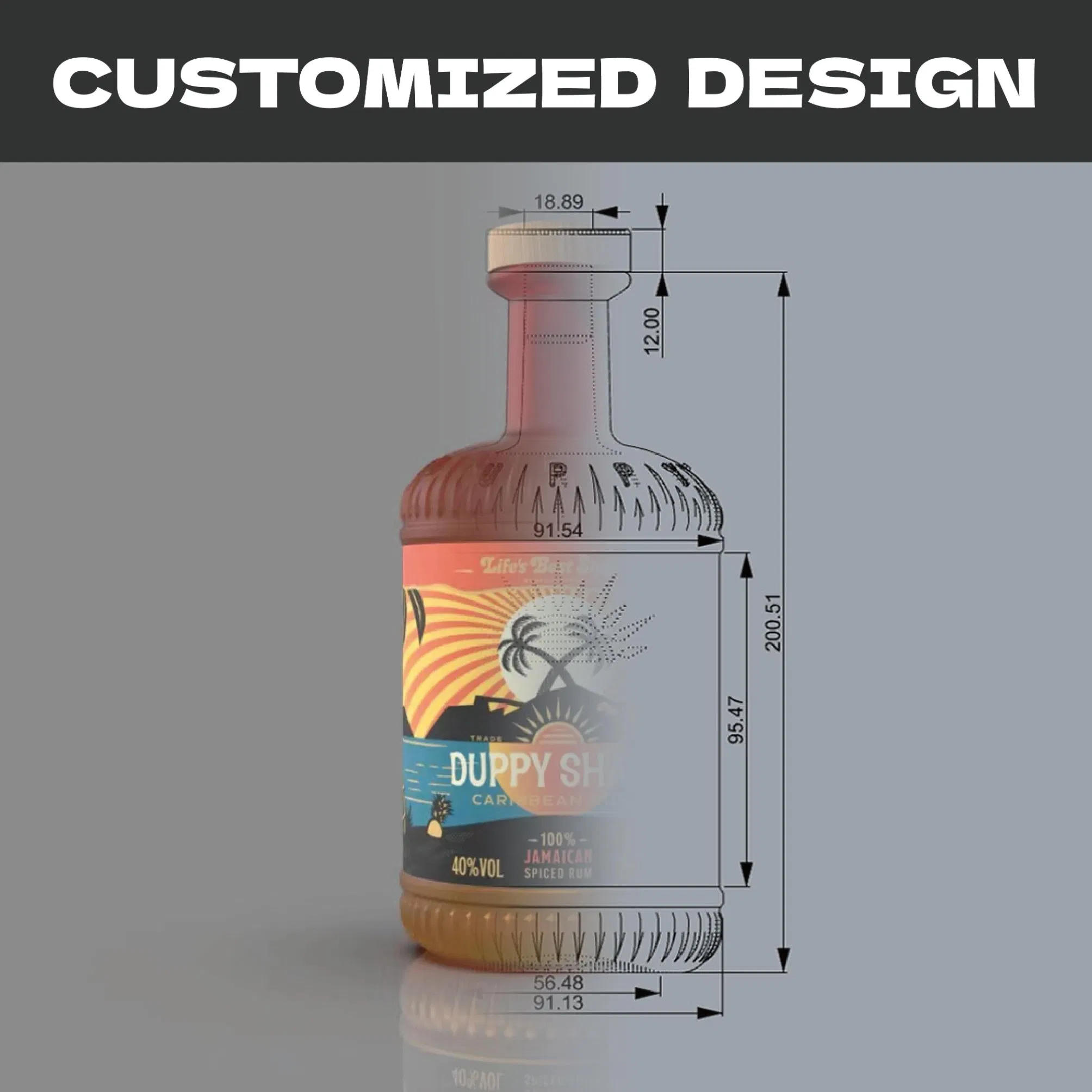 Gin 50ml Whiskey Whisky 50cc Vodka Wholesale Glass Mini Spirits Bottle with Aluminum Cap