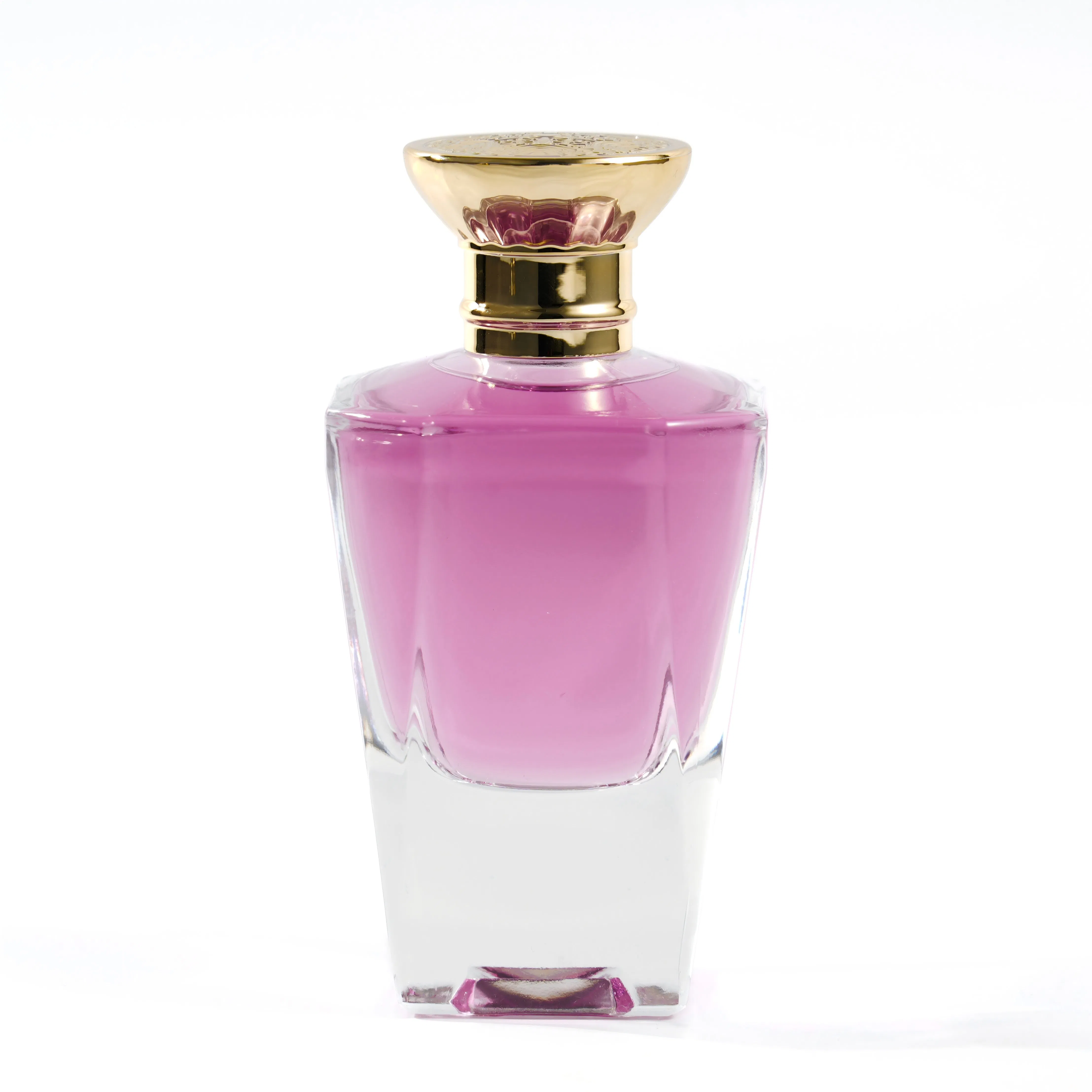 Big Capacity Square Glass Perfume Bottle Wholesale Gold Cap Luxury Custom Purple