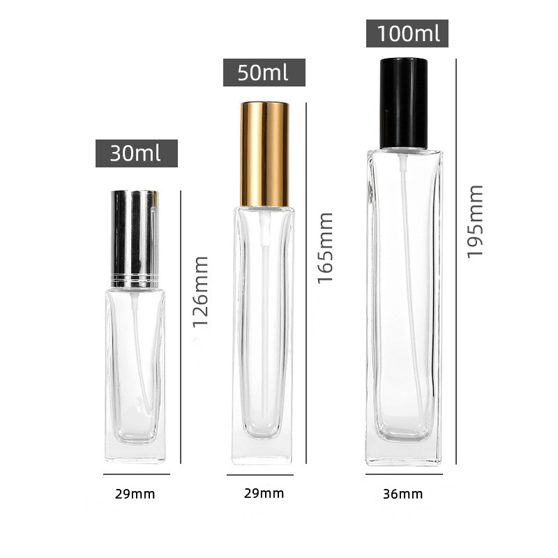 Tall Cylinder Round 30ml 50ml 100ml Glass Perfume Bottle with 18mm Neck Pump Sprayer