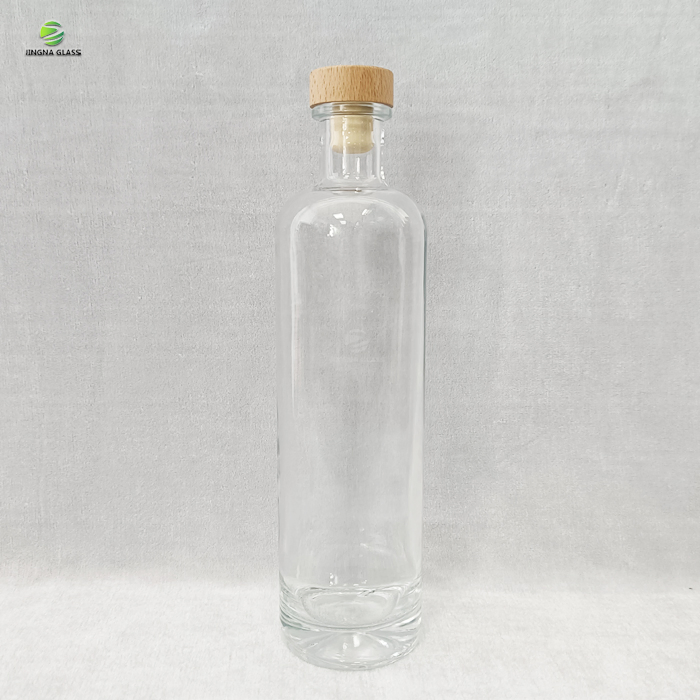 Short Neck 750ml Round Spirits Clear Glass Vodka Bottle Liquor Wine Bottle