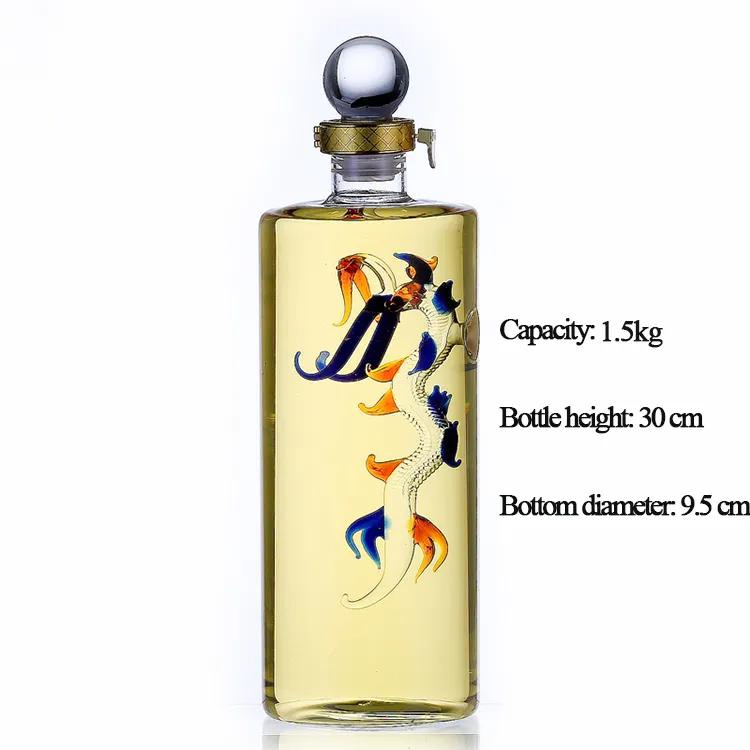 Extra White Flint 1000ml Liquor Bottles Dragon Empty Vodka Sprits Glass Bottle