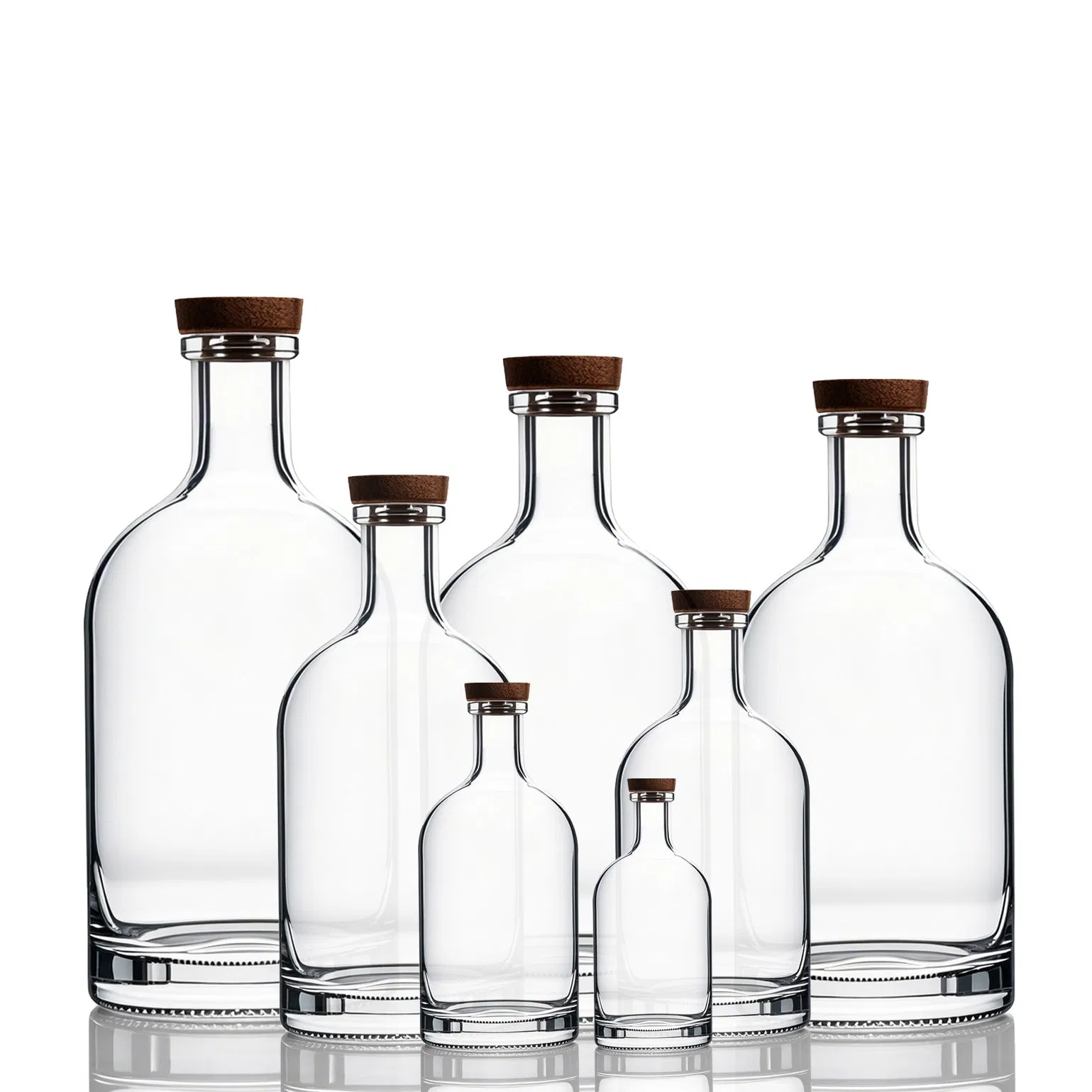 Wholesale Empty Crafted Matt Black Flint Glass Empty Vodka Gin Bottles 375ml 500ml 750ml Custom Printed Elegant Nordic Design Wine Whisky Bottle with T-Cork