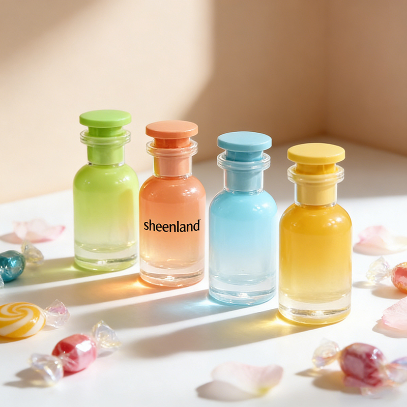 Round Glass Perfume Bottle 30ml Transparent Colored Glass Bottle for Perfume Packaging