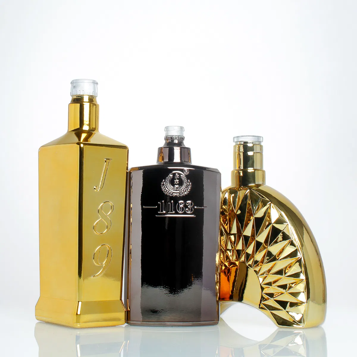 Customized Premium Fancy Design Brandy Champagne Bottles Colored Electroplated Glass Sparkling Wine Bottle