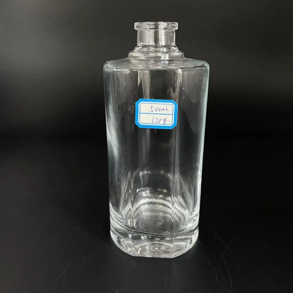 Short Neck Flat Shoulder Round Shape 500ml Glass Wine Bottle