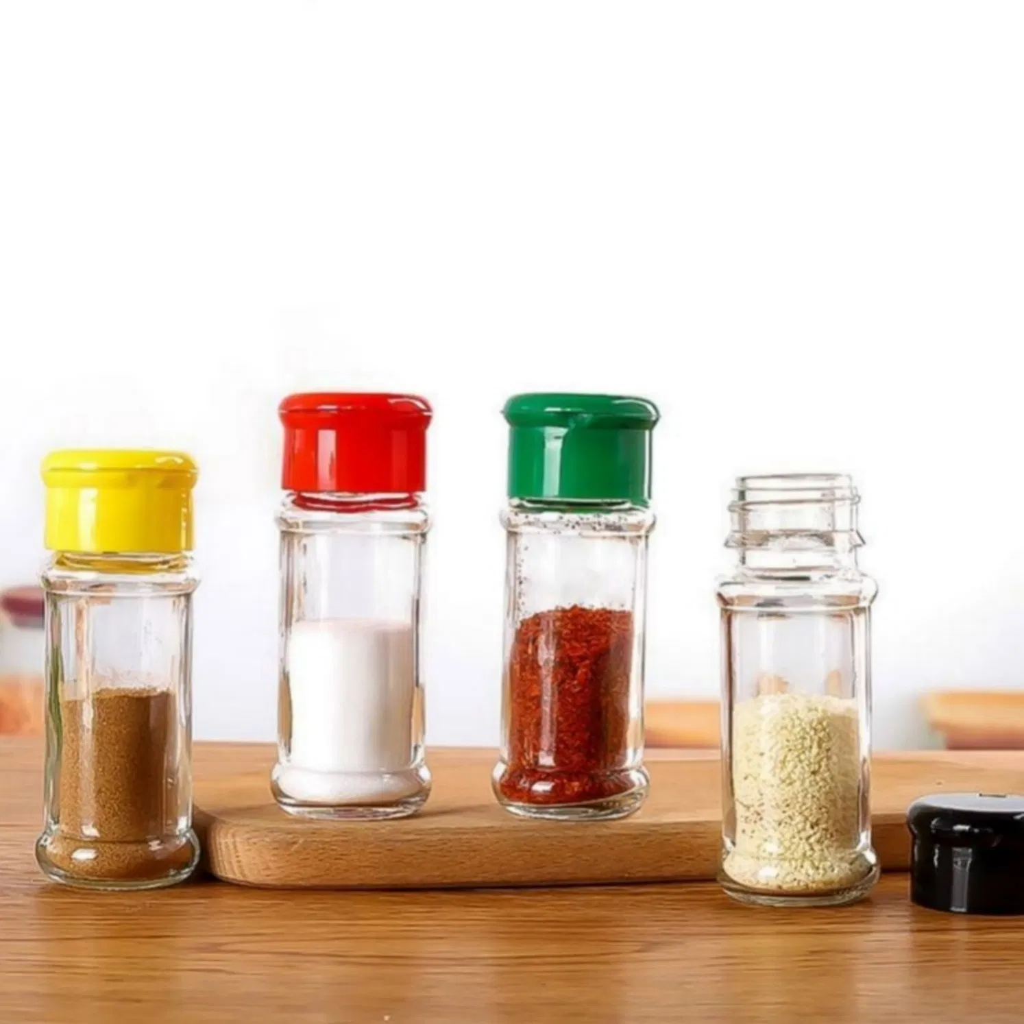 Round Seasoning Bottle Large Capacity Glass Wide Mouth Easy Clean Refill Whole Grain Spice Storage