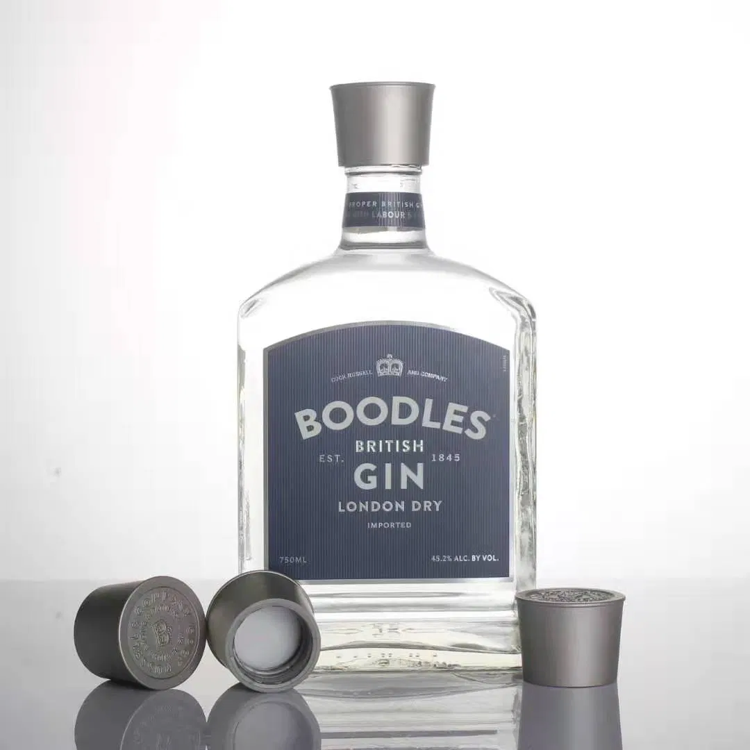 350ml 500ml 750ml Premium Heavy Extra Flint Decal Printing Black Rum Gin Vodka Whiskey Whisky Champagne Ice Empty Clear Crystal Spirit Glass Bottle