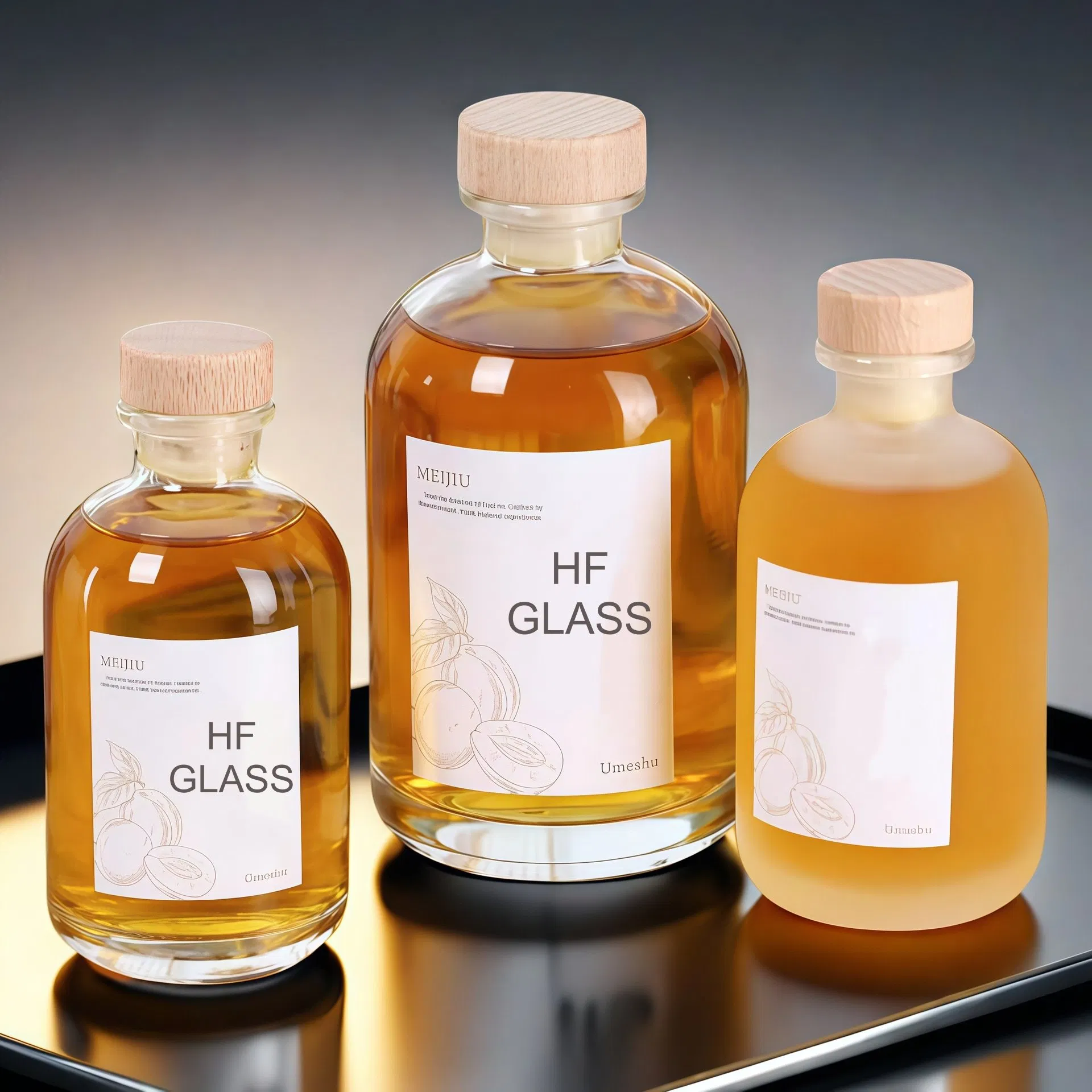 Luxury Empty 100ml 250ml 375ml 500ml Clear Frosted Glass Cork Sealed Wine Bottle for Liquor Juice Vodka Custom Lales