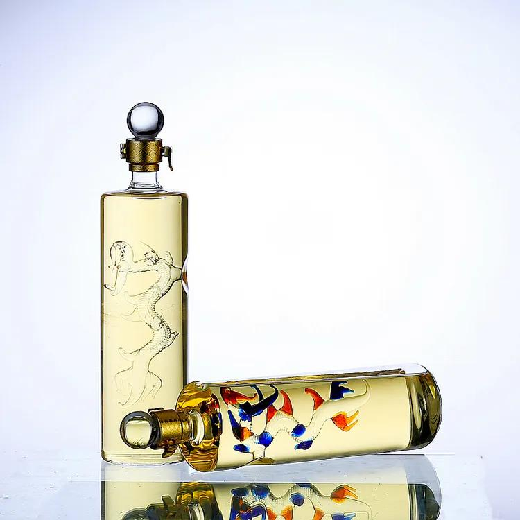 Extra White Flint 1000ml Liquor Bottles Dragon Empty Vodka Sprits Glass Bottle