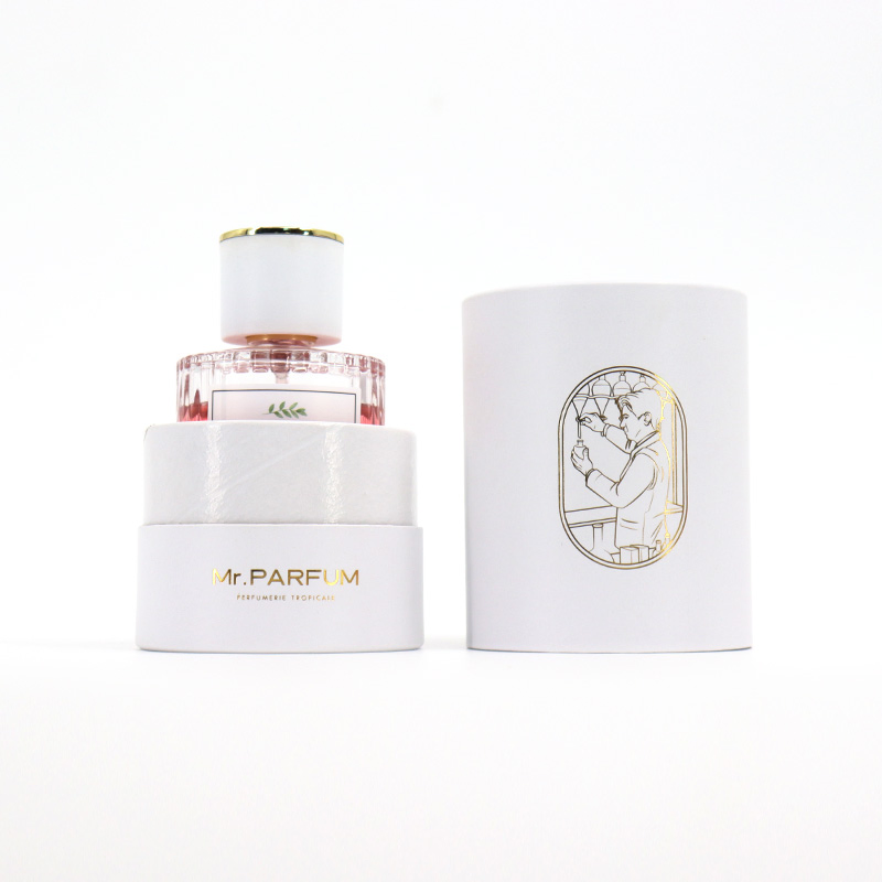 Custom Label Logo 100 Ml Thick Bottom Stripe Round Clear 30ml Perfume Spray Luxury Empty Glass Frosted Botol Parfum Bottle 50ml with Box for Perfume