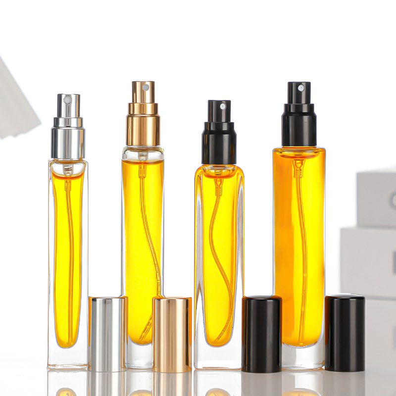 10ml 15ml Long Thin Tall Slender Round Square Shape Mini Empty Glass Perfume Bottle with Screw Crimp Neck Pump Spray