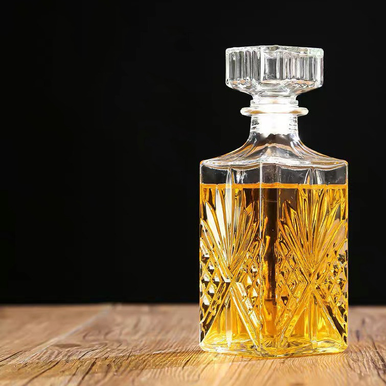 Custom Clear Square 500ml 750ml Wine Vodka Glass Bottle for Liquor Empty Gin Whiskey Spirit Bottles with Glass Cap