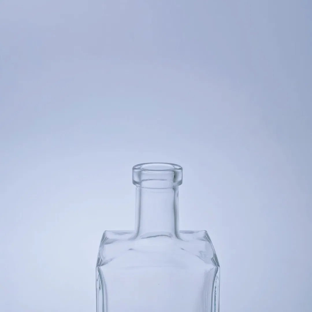 250ml Luxury Glass Liquor Bottle for Agave Pisco Brandy Packaging with Glass Cork and Diamond Mountain Bottom