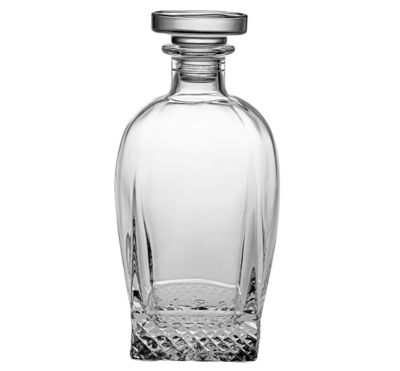 Stylish Embossed 700ml Classic Crystal Flint Glass Whisky Bottle with Glass Cork