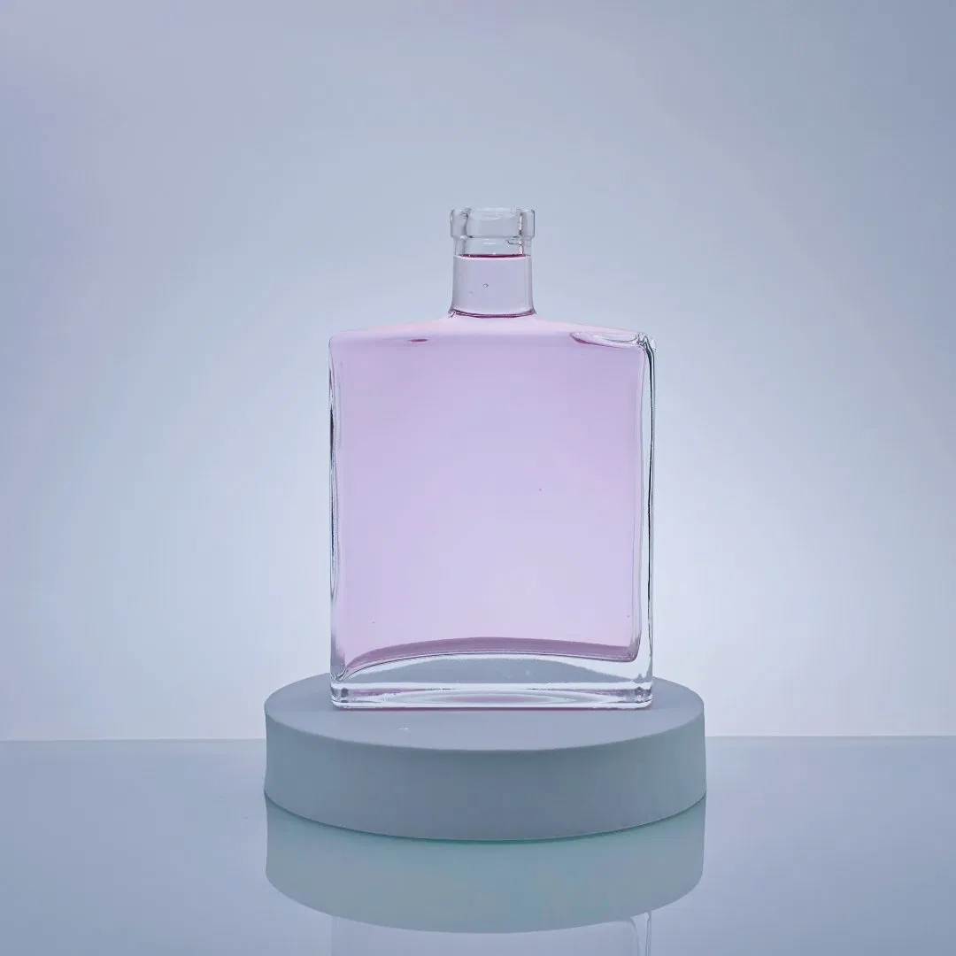 Latest Design 375ml 500ml 750ml 700ml Flask Glass Liquor Bottle Transparent Short Neck Wide Finished Gin Glass Mezcal Bottle with Cork