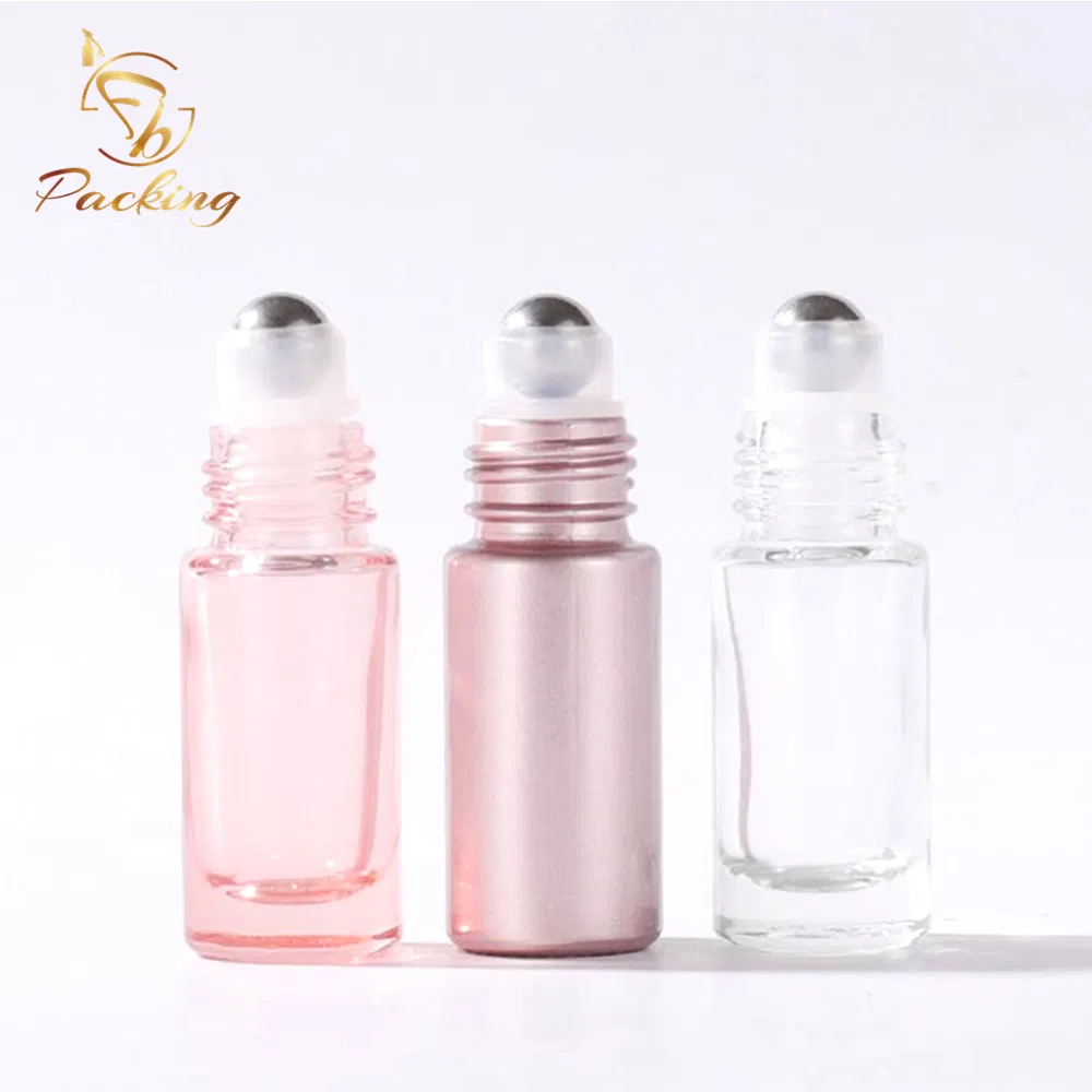 Wholesale Customize Colored 5 Ml Glass Roll - on Bottle with Rose Gold Cap for Lip Oil