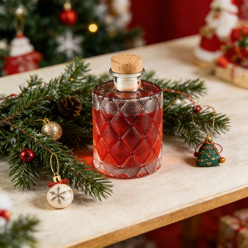 Factory Wholesale Clear Embossed Glass Craft Spirits Bottles with Wood Cork Stopper