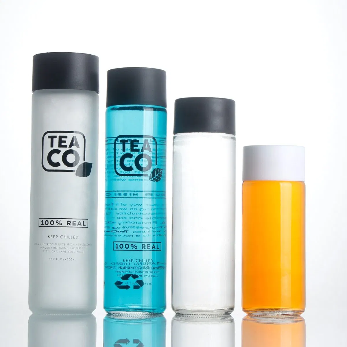 Printed 375ml 500ml 800ml Glass Voss Mineral Water Bottle Cylinder Round Glass Water Bottle with Wide Mouth Lid