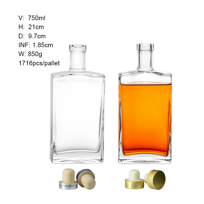 New Design 500ml 750ml Whisky Bottle Spirit Vodka Brandy Liquor Extra Flint Glass Bottles