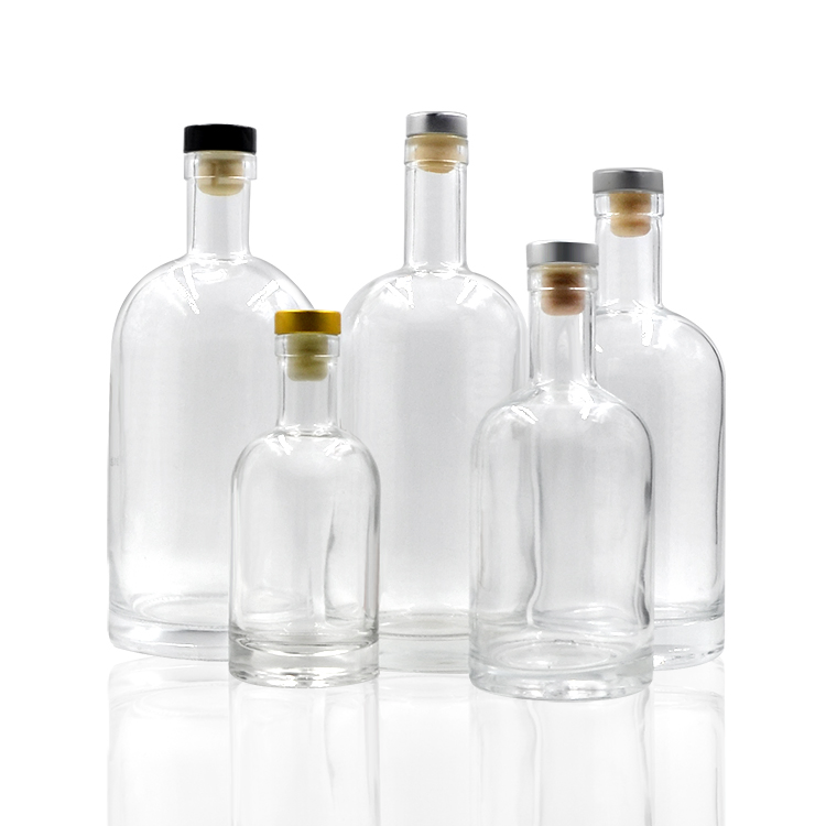 Transparent 200ml 700ml 750ml Frosted Mini Empty Rum Spirit Whisky Glass Vodka Liquor Bottle with Cork
