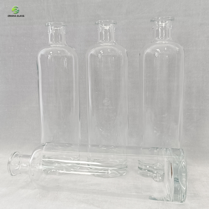 Short Neck 750ml Round Spirits Clear Glass Vodka Bottle Liquor Wine Bottle