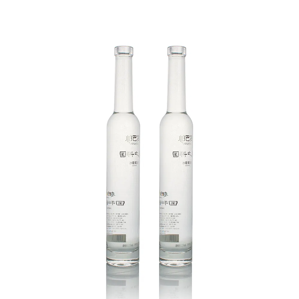 Manufacturer Custom Super Flint Clear 375ml Long Neck Ice Wine Glass Bottle Tall Skinny Ice Wine Bottle