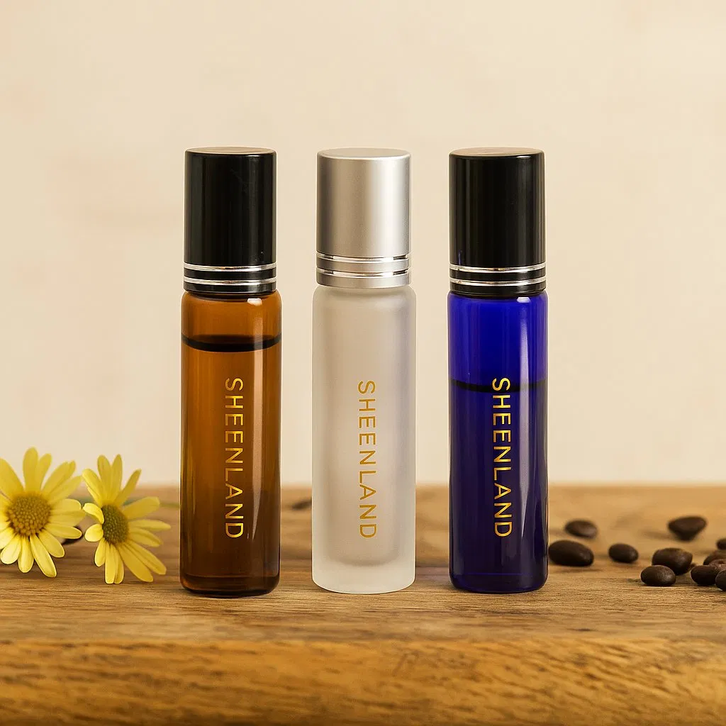 10ml Frosted Matte Black Glass Roll-on Bottle for Perfume Essential Oils with Screen-Printed Surface