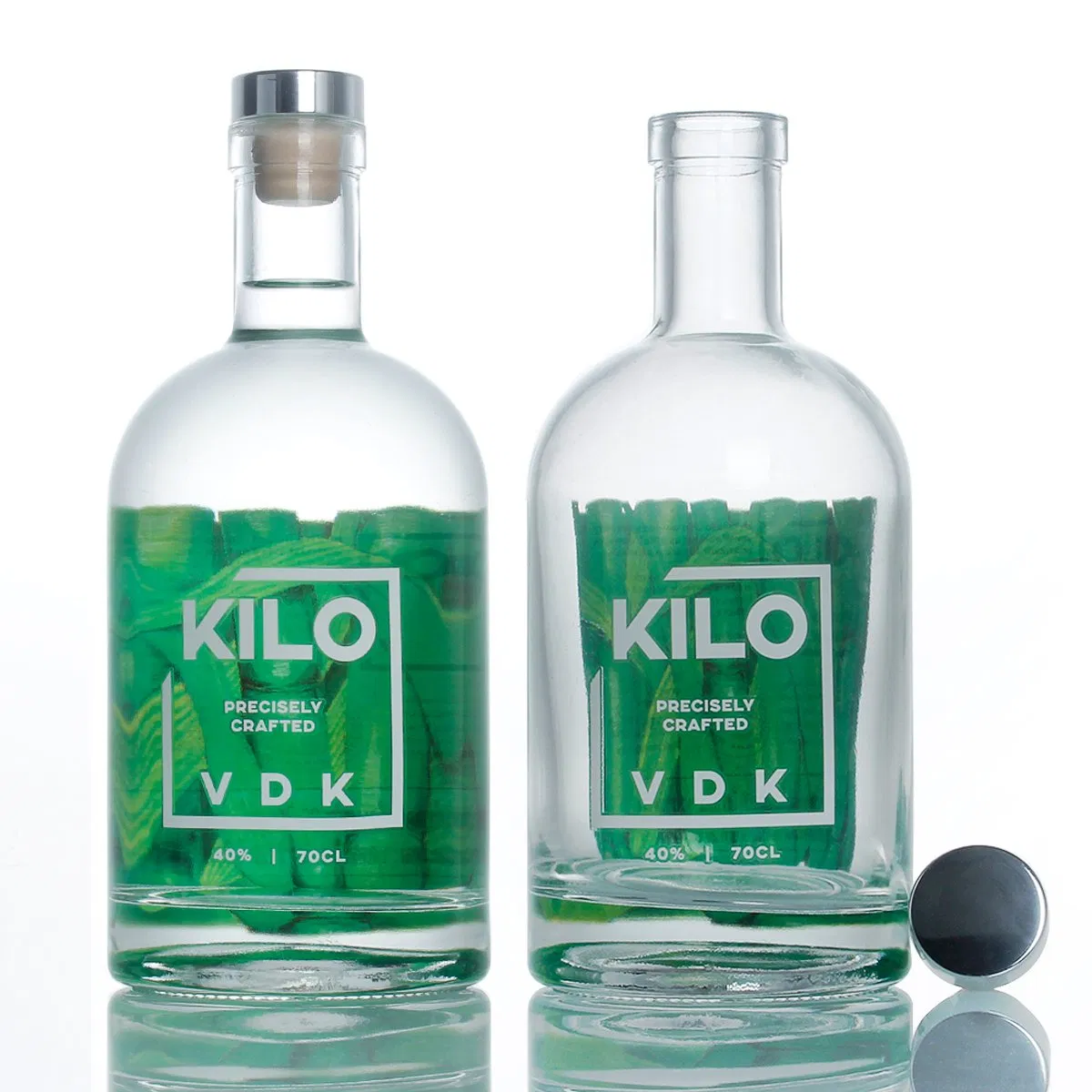 Custom Logo 70cl 75cl Tequila Gin Rum Whisky Spirits Liquor Vodka Oslo Glass Bottle with Cork Finish