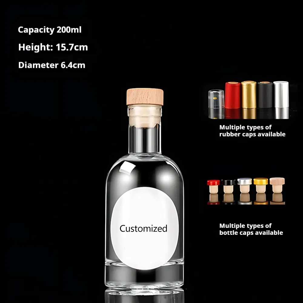 Glass Mini Liquor Bottles with Caps Small Glass Alcohol Bottles Reusable Empty Spirit Mini Wine Bottles