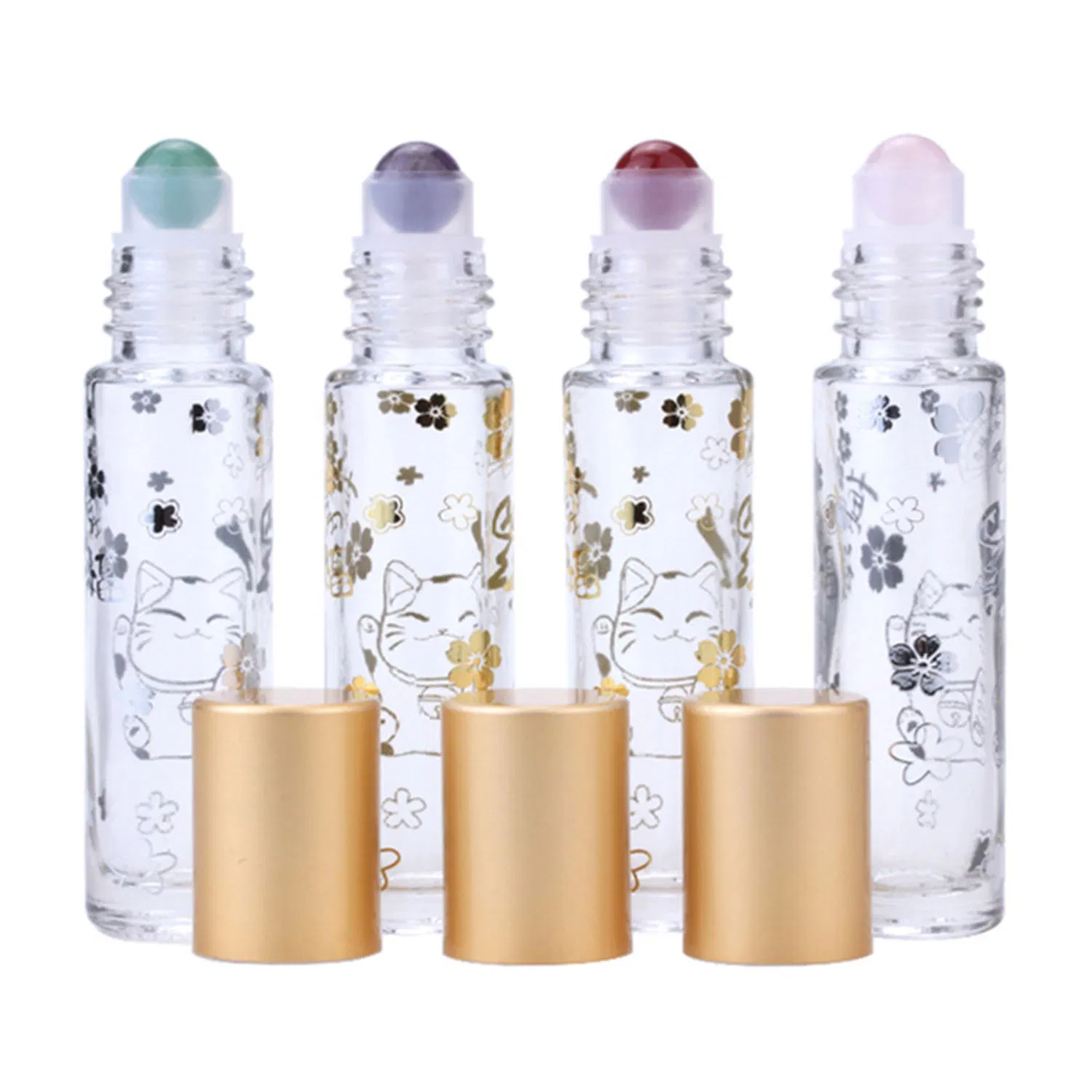 10ml Essential Oil Roller Bottles 10 Ml Empty Roller Bottles for Essential Oils Lip Oil Glass Refillable Oil Container Printed with Patterns