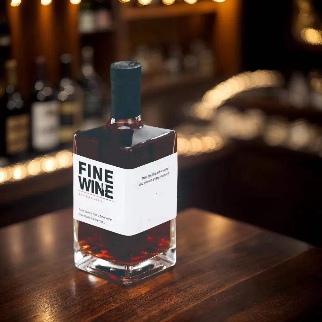 Wholesale Custom Logo Square Luxury Liquor Bottles 500ml 750ml Empty Vodka Whiskey Glass Bottle for Spirit