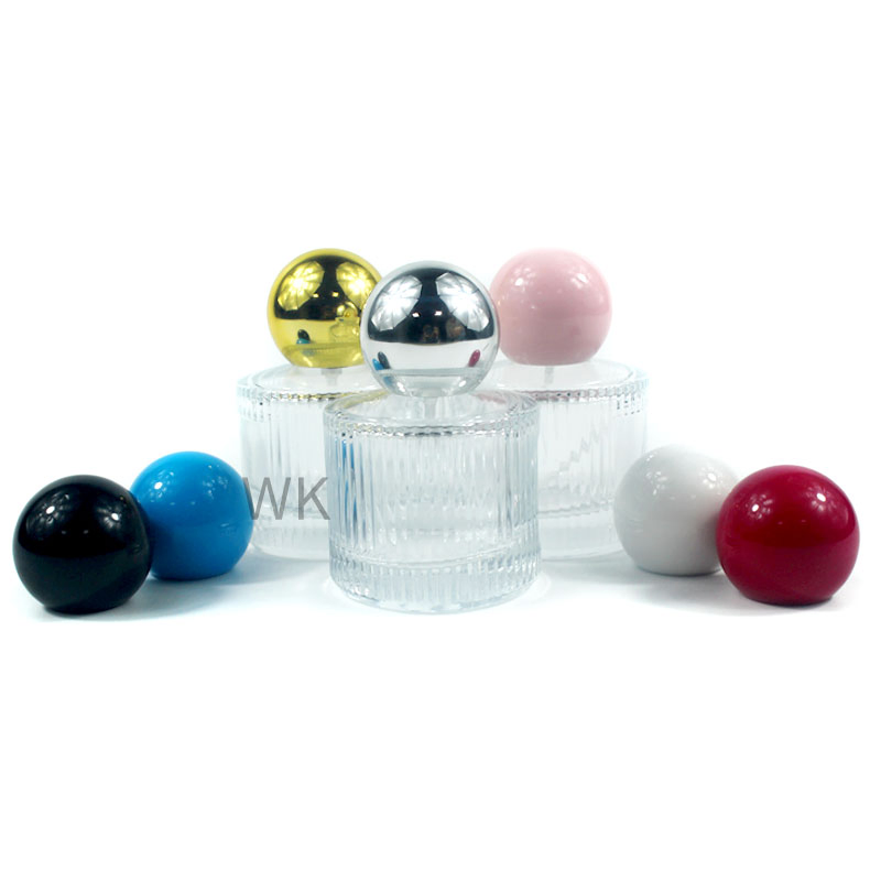 Silver Black PP Lid 25 Ml 50 Ml Round Blue Glass Perfume Oil Bottle Body Mist