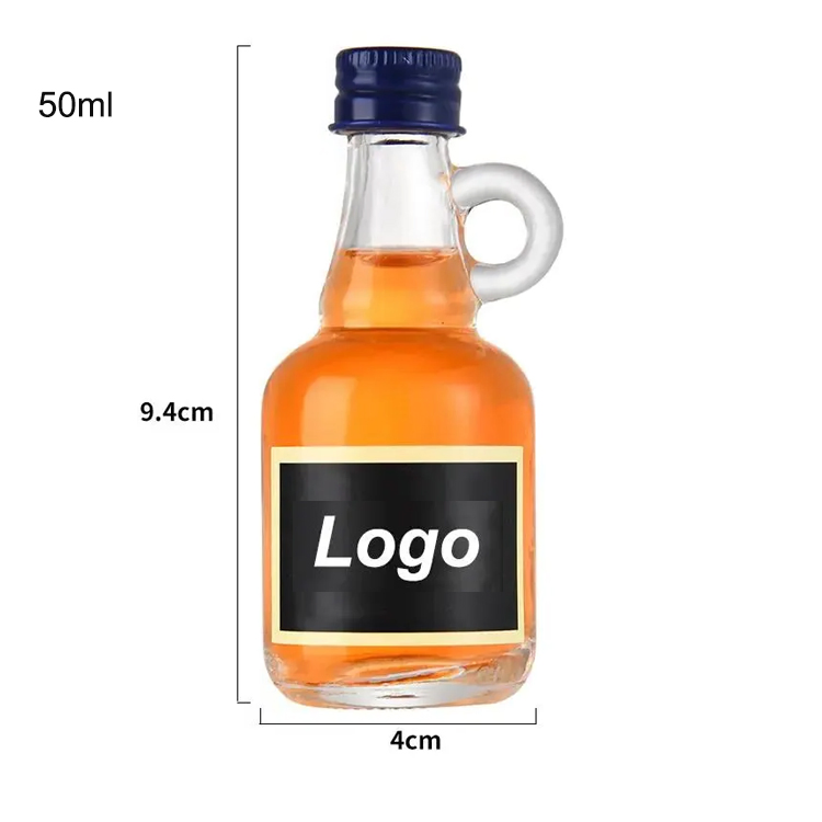 Mini 50ml Glass Liquor Bottle with Metal Cap for Vodka Whiskey Beverage Gin Spirits